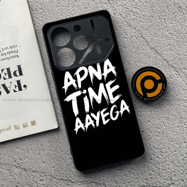 Tecno Pova 6 Pro - Apna Time Ayega - Premium Printed Glass soft Bumper Shock Proof Case
