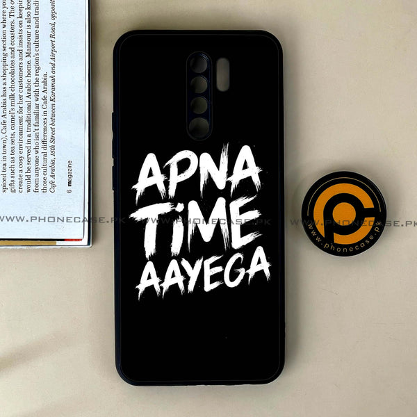 Xiaomi Redmi 9 - Apna Time Ayega - Premium Printed Glass soft Bumper Shock Proof Case