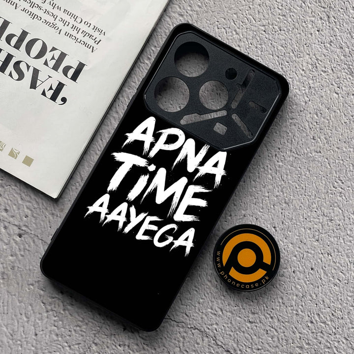 Tecno Pova 6 Neo - Apna Time Ayega - Premium Metal  Printed soft Bumper shock Proof Case