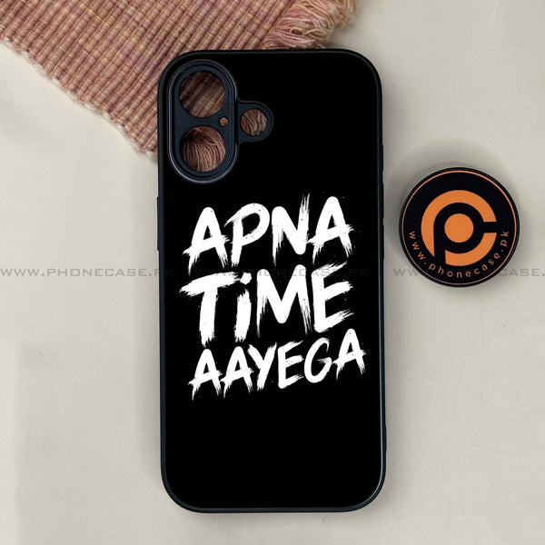 iPhone 17 -  Apna Time Ayega - Premium Metal Printed soft Bumper shock Proof Case