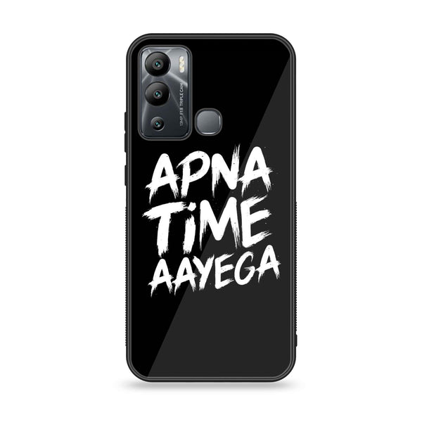 Infinix Hot 12i - Apna Time Ayega - Premium Printed Glass soft Bumper Shock Proof Case