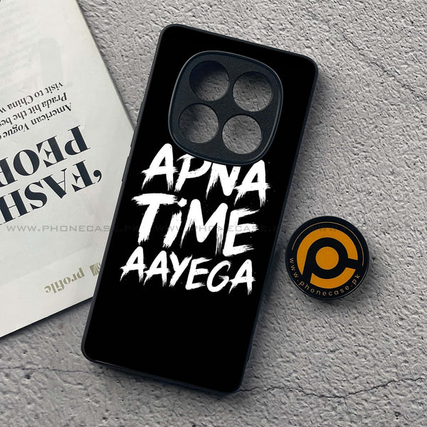 Redmi Note 14 Pro - Apna Time Ayega - Premium Printed Glass soft Bumper Shock Proof Case