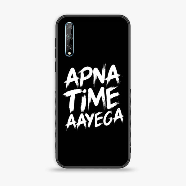 Huawei Y8p - Apna Time Ayega - Premium Printed Glass soft Bumper Shock Proof Case