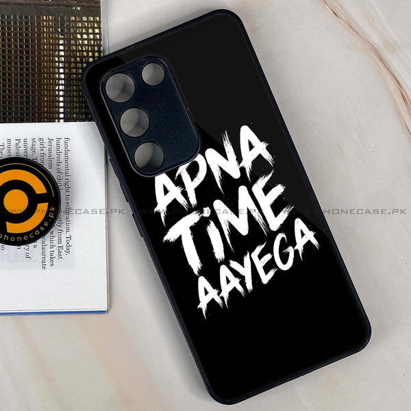 Vivo V30 Lite 4G - Apna Time Ayega -  Premium Printed Metal soft Bumper shock Proof Case