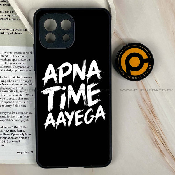 Mi 11 Lite - Apna Time Ayega - Premium Printed Glass soft Bumper Shock Proof Case