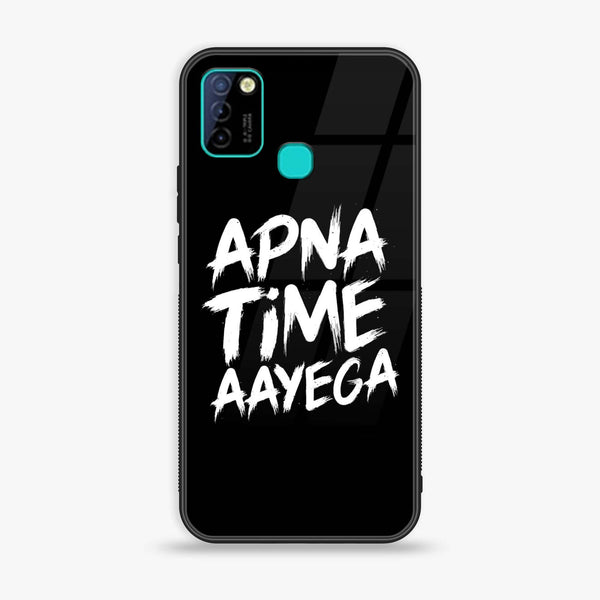 Infinix Smart 5 - Apna Time Ayega - Premium Printed Glass soft Bumper Shock Proof Case