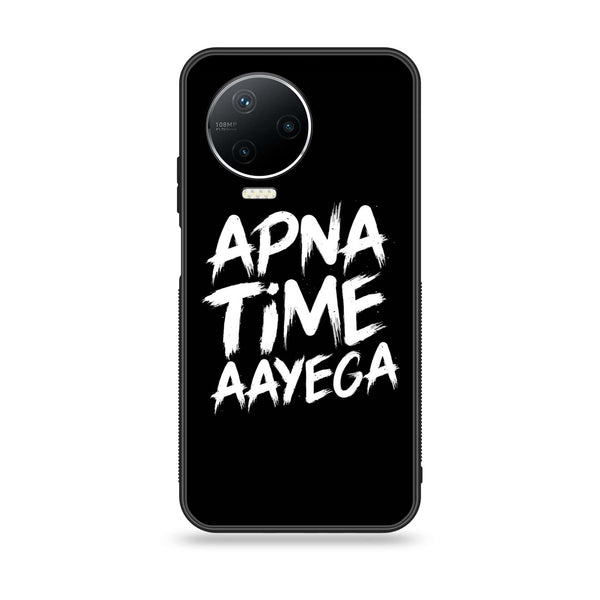 Infinix Note 12 Pro - Apna Time Ayega - Premium Printed Glass soft Bumper Shock Proof Case