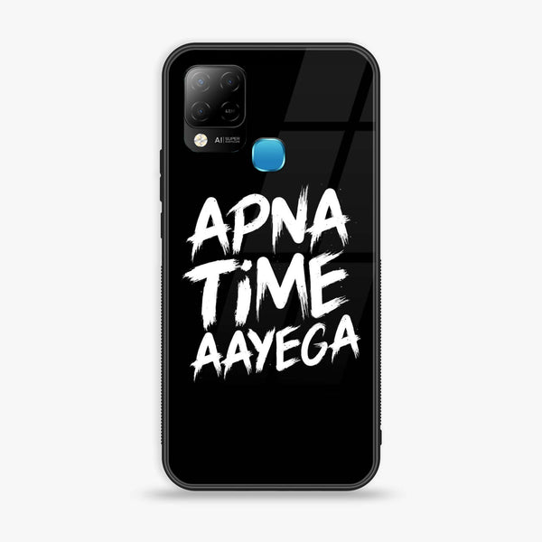 Infinix Hot 10s  Apna Time Ayega  Premium Printed Glass soft Bumper Shock Proof Case