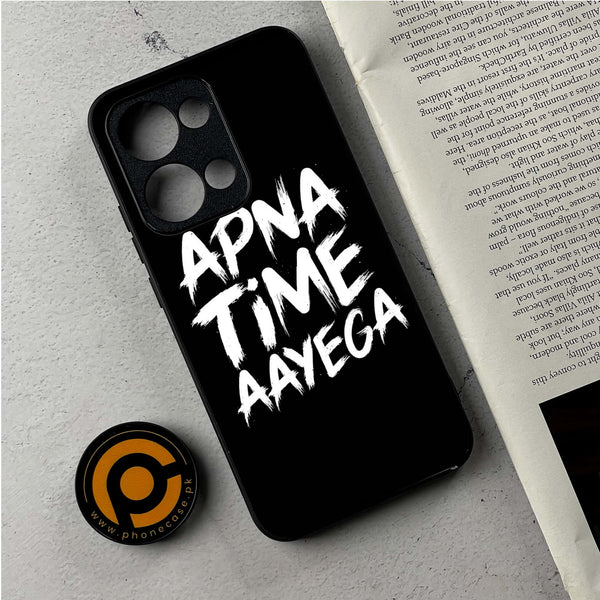 Oppo Reno 13 - Apna Time Ayega - Premium Metal Printed Soft Bumper Shockproof Case