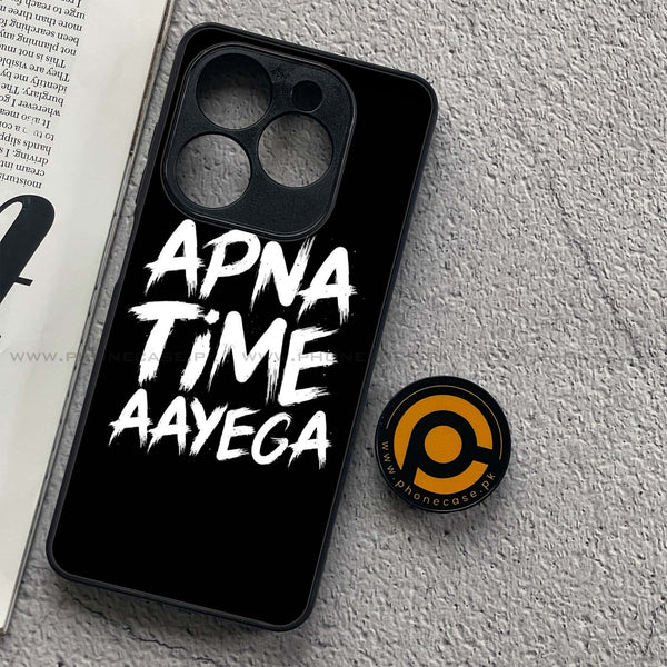 Tecno Spark 20C - Apna Time Ayega - Premium Printed Glass soft Bumper Shock Proof Case