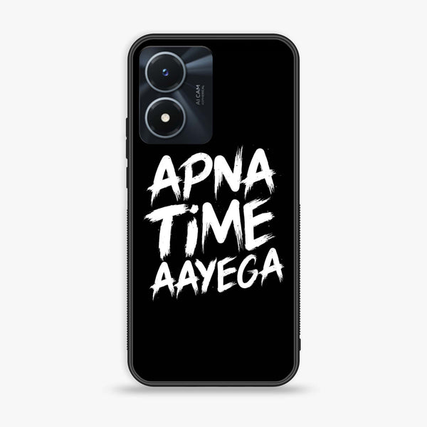 Vivo Y02s - Apna Time Ayega -  Premium Printed Metal soft Bumper shock Proof Case