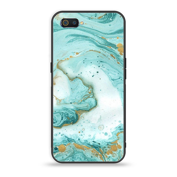 Oppo Realme C2 - Aqua Blue Marble Design - Premium Printed Glass Case