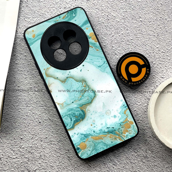 Realme 13 Pro Plus -Aqua Blue Marble Design - Premium Printed Metal soft Bumper shock Proof Case
