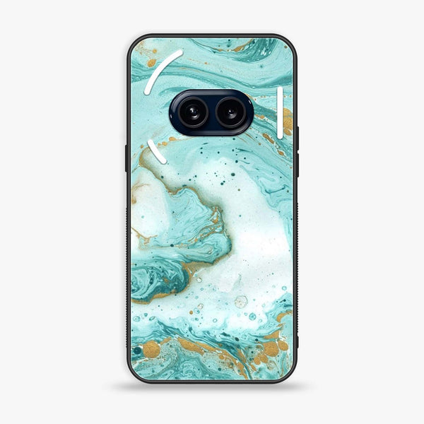 Nothing Phone (2a) - Aqua Blue Marble Design - Premium Metal Printed soft Bumper Shock Proof Case