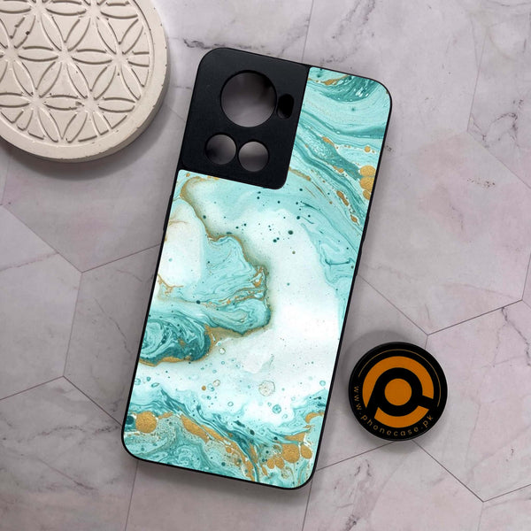 OnePlus 10R -  Aqua Blue Marble Design  - Premium Metal Printed soft Bumper shock Proof Case