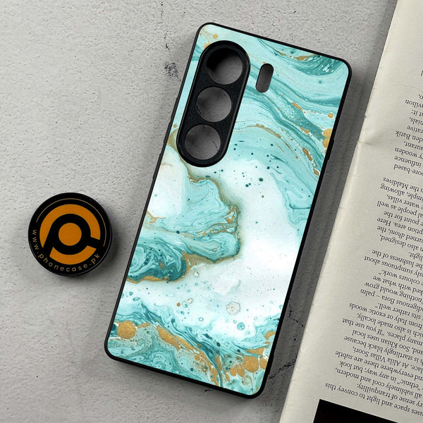 Tecno Camon 40 - Aqua Blue Marble Design - Premium Metal Printed Soft Bumper Shockproof Case