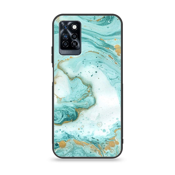 Infinix Note 10 Pro - Aqua Blue Marble Design - Premium Printed Glass soft Bumper Shock Proof Case