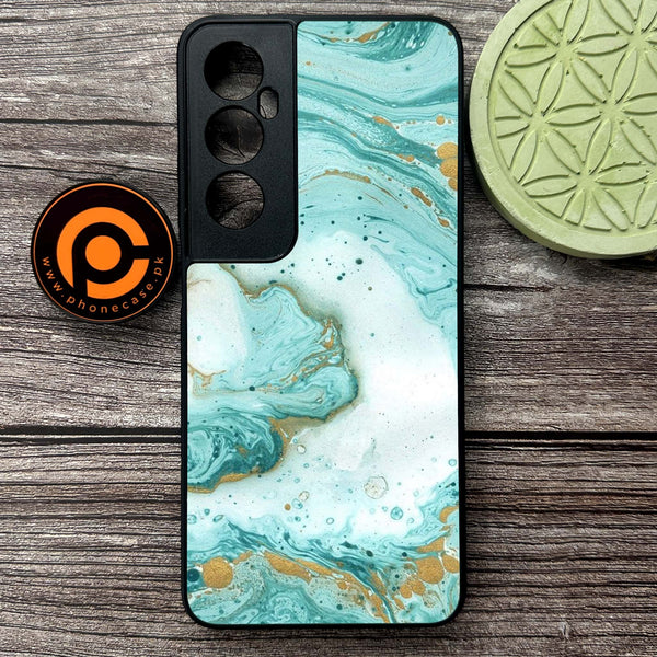 Realme C65  - Aqua Blue Marble Design - Premium Metal Printed soft Bumper shock Proof Case