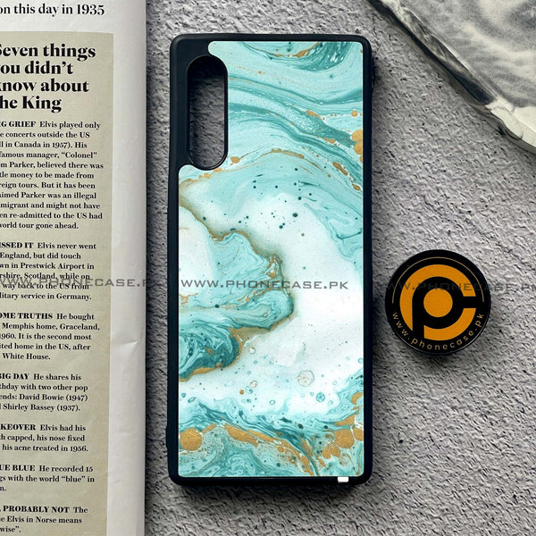 LG G9 - Aqua Blue Marble Design - Premium Metal Printed soft Bumper shock Proof Case