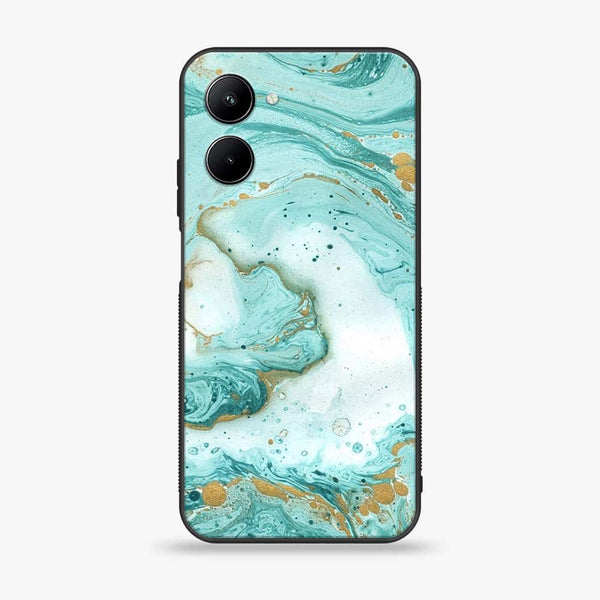 Realme C33 - Aqua Blue Marble Design -  Premium Printed Metal soft Bumper shock Proof Case