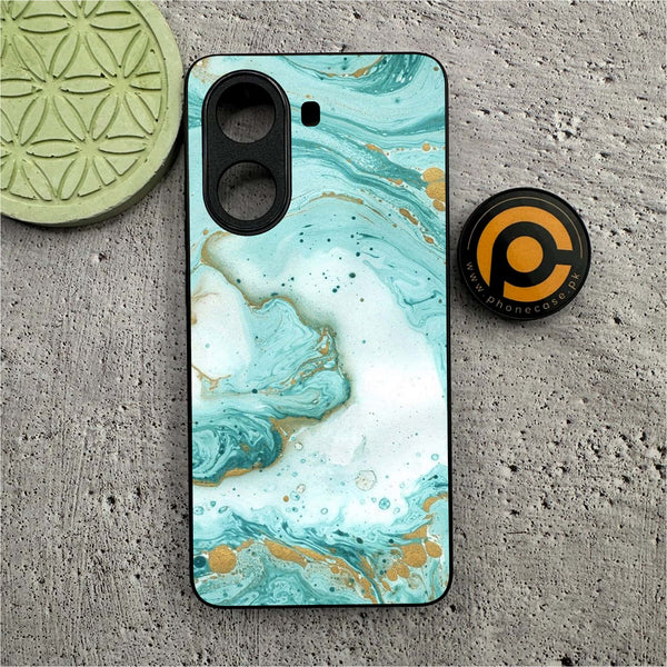 Xiaomi Redmi Turbo 4 - Aqua Blue Marble Design -  Premium Printed Metal soft Bumper shock Proof Case
