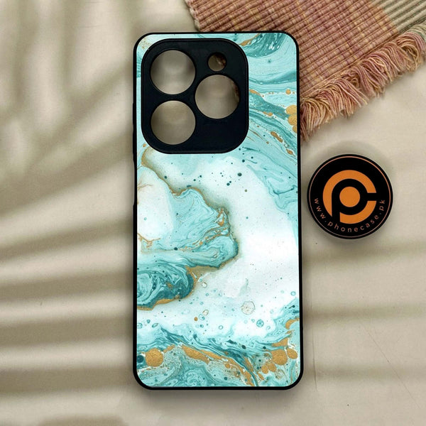 Tecno Spark GO 2024/ Smart 8/ Spark 20/ 20c/ Pop 8/ Hot 40i - Aqua Blue Marble Design - Premium Metal Printed soft Bumper Shock Proof Case CS-16155