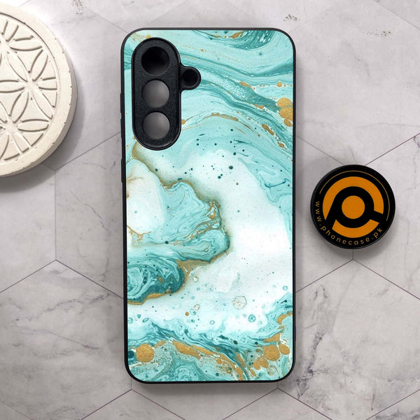 Samsung Galaxy A26 5G - Aqua Blue Marble Design - Premium Metal Printed soft Bumper shock Proof Case