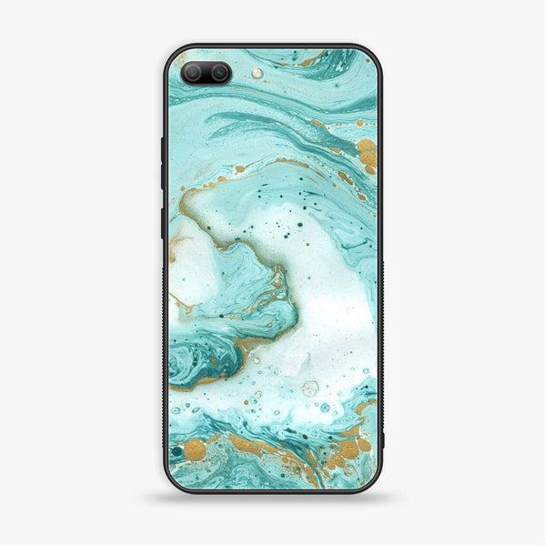 Huawei Honor 9 Lite - Aqua Blue Marble Design - Premium Printed Glass soft Bumper Shock Proof Case