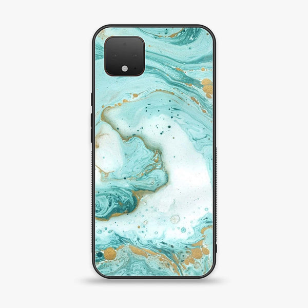 Google Pixel 4 XL - Aqua Blue Marble Design - Premium Printed Glass soft Bumper Shock Proof Case CS-11404