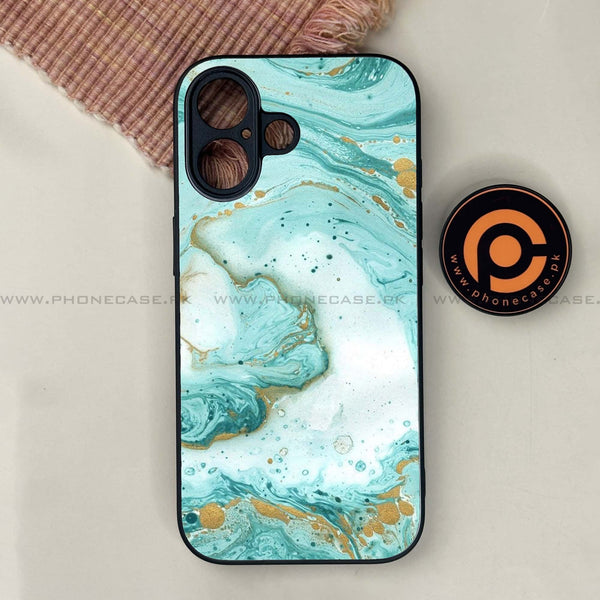 iPhone 17 - Aqua Blue Marble Design - Premium Metal Printed soft Bumper shock Proof Case