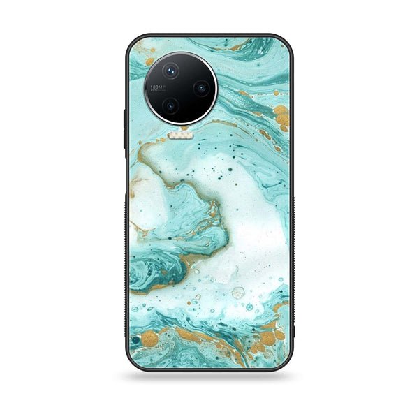 Infinix Note 12 Pro - Aqua Blue Marble Design - Premium Printed Glass soft Bumper Shock Proof Case