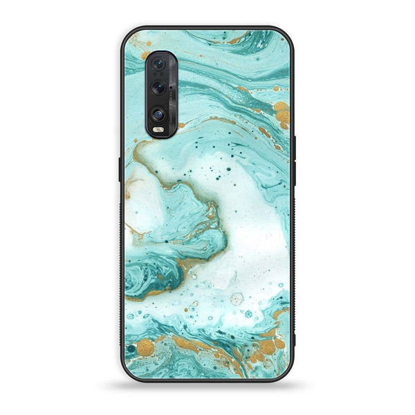 Oppo Find X2 - Aqua Blue Marble Design -  Premium Printed Metal soft Bumper shock Proof Case