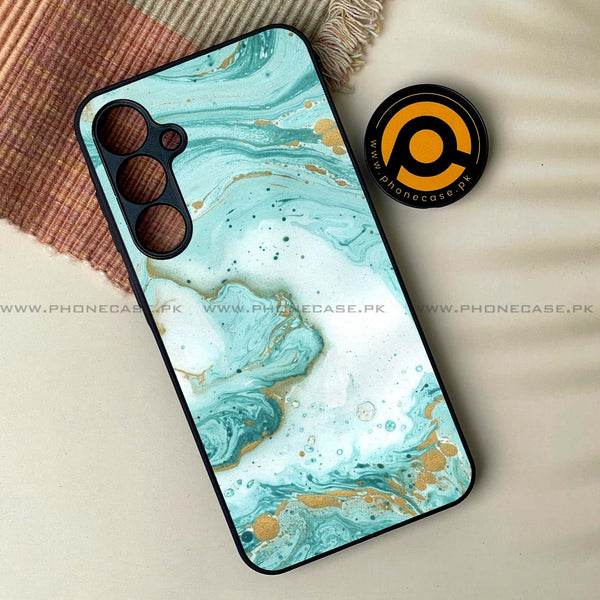 Galaxy A55 5G - Aqua Blue Marble Design -  Premium Metal Printed soft Bumper shock Proof Case  CS-41440