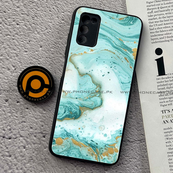 Samsung Galaxy A02s - Aqua Blue Marble Design - Premium Printed Metal Case