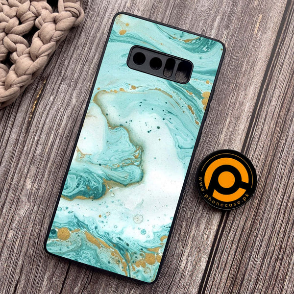 Samsung Galaxy Note 8 - Aqua Blue Marble Design - Premium Metal Printed soft Bumper shock Proof Case