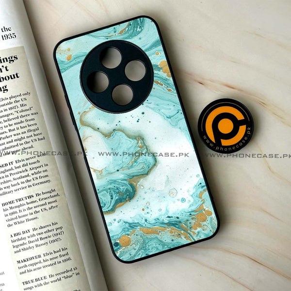 Oppo F27 Pro - Aqua Blue Marble Design - Premium Metal Printed soft Bumper Shock Proof Case