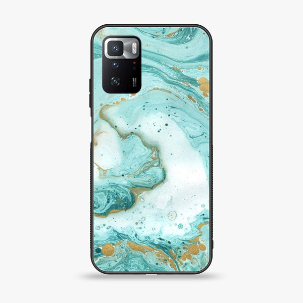 Xiaomi POCO X3 GT - Aqua Blue Marble Design -  Premium Printed Metal soft Bumper shock Proof Case