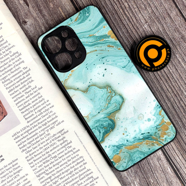 Xiaomi Redmi 12 - Aqua Blue Marble Design - Premium Printed Glass soft Bumper Shock Proof Case