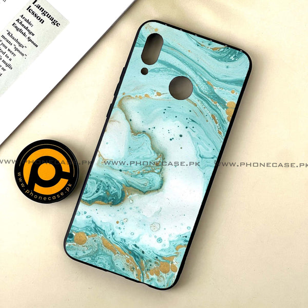 Huawei Nova 3 - Aqua Blue Marble Design - Premium Printed Glass soft Bumper Shock Proof Case