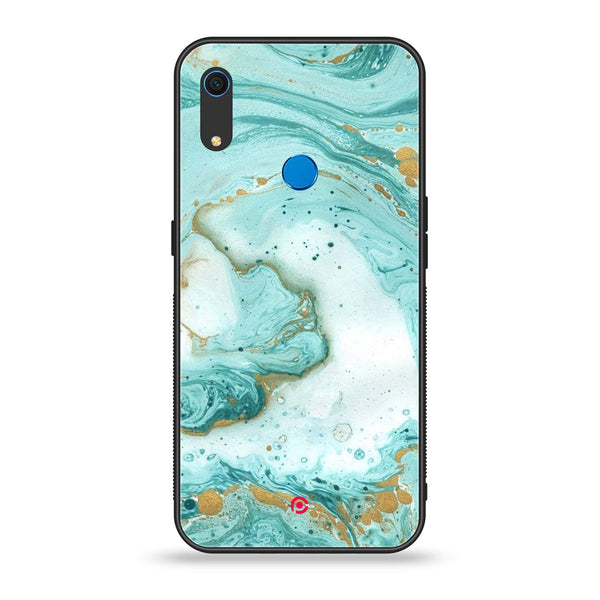 Huawei Y6s - Aqua Blue Marble Design -  Premium Printed Metal soft Bumper shock Proof Case