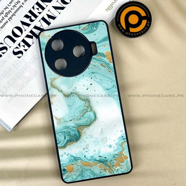 Tecno Camon 30 Pro 5G - Aqua Blue Marble Design -  Premium Printed Metal soft Bumper shock Proof Case