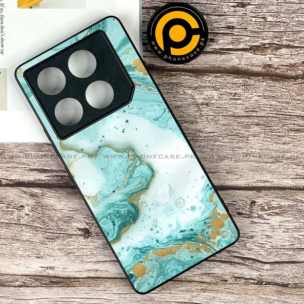 Infinix GT 20 Pro - Aqua Blue Marble Design -  Premium Printed Metal soft Bumper shock Proof Case