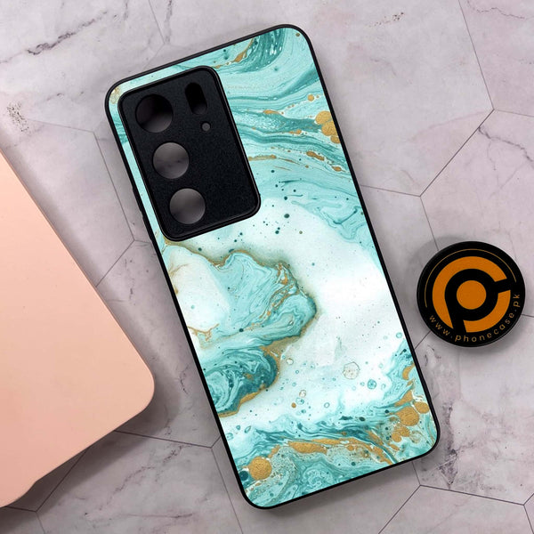 Realme C75x 4G - Aqua Blue Marble Design - Premium Metal Printed soft Bumper shock Proof Case