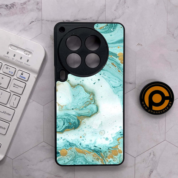 Tecno Camon 30 Premier - Aqua Blue Marble Design - Premium Metal Printed soft Bumper shock Proof Case
