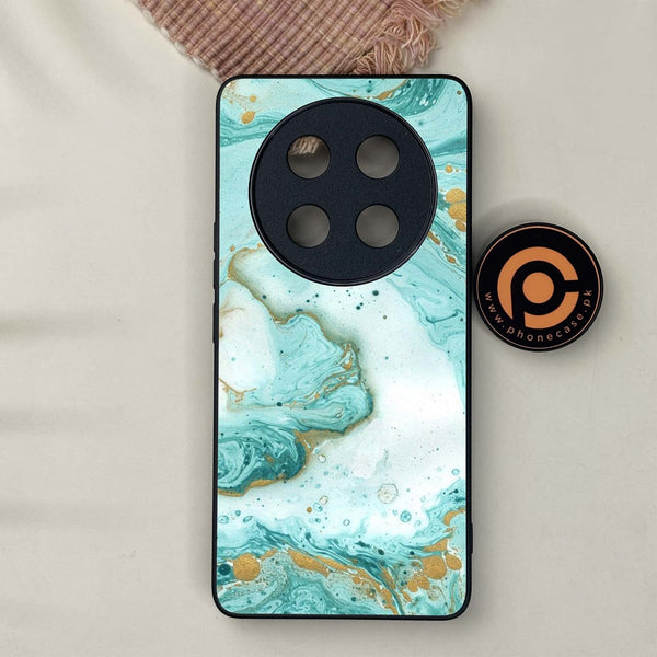 Honor X9c 5G - Aqua Blue Marble Design - Premium Metal Printed soft Bumper shock Proof Case