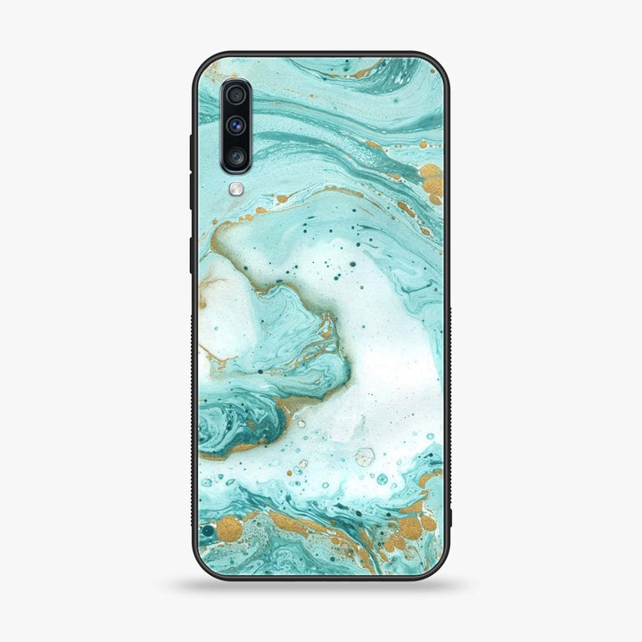 Samsung Galaxy A70 - Aqua Blue Marble Design - Premium Printed Glass Case