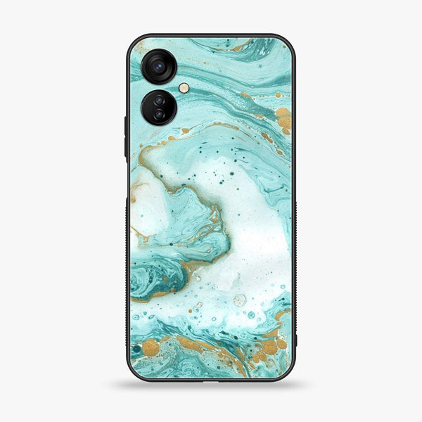 Tecno Spark 9T - Aqua Blue Marble Design - Premium Printed Glass soft Bumper shock Proof Case