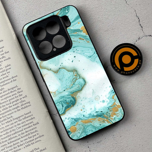 Xiaomi 15 - Aqua Blue Marble Design - Premium Metal Printed soft Bumper shock Proof Case