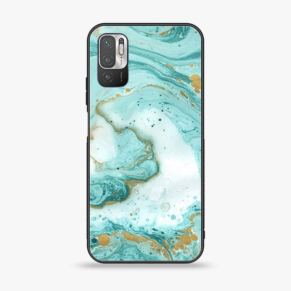 Xiaomi Redmi Note 10 5G - Aqua Blue Marble Design - Premium Printed Glass soft Bumper shock Proof Case