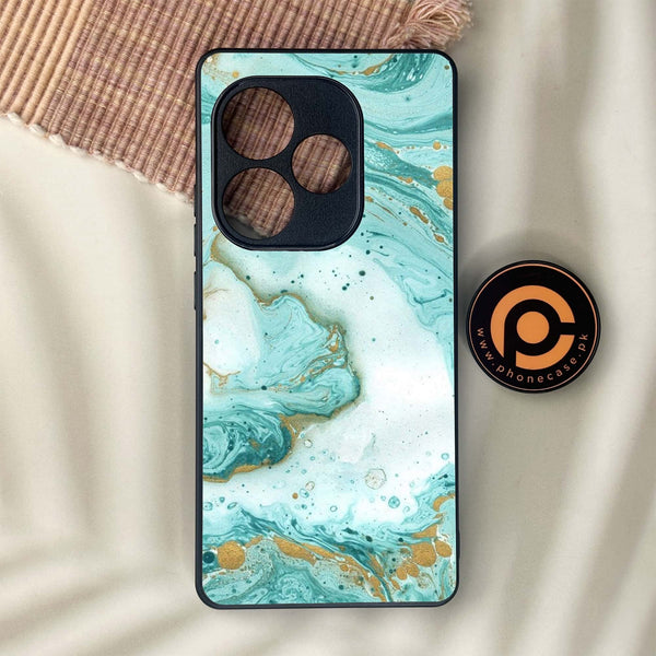 Realme GT 6 - Aqua Blue Marble Design - Premium Metal Printed soft Bumper shock Proof Case